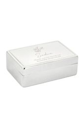 Personalised Memento Company Women's Personalised Floral Small Jewellery Box in Metallic Silver - thumbnail 1