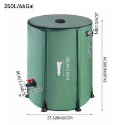 EONLION 250L Collapsible Rain Barrel Water Collection System Rain in Green - Size: 500mm - thumbnail 2