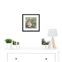 Artery8 Gustav Klimt Baby Painting 8X8 Inch Square Wooden Framed Wall Art Print Picture with Mount in Black - thumbnail 2