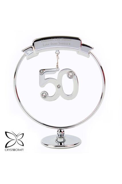 Personalised Memento Company Personalised Crystocraft 50th Celebration Ornament in Metallic Silver - image 1