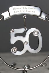 Personalised Memento Company Personalised Crystocraft 50th Celebration Ornament in Metallic Silver - thumbnail 3