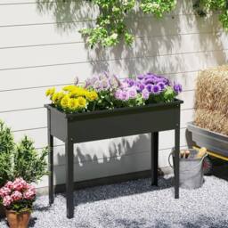 VOGREX Raised Garden Bed Elevated Metal Planter Box w/ Drainage Holes in Black - thumbnail 3