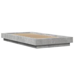 Berkfield Home Bed Frame with LED Lights without Mattress Concrete Grey 100x200cm - Size: 100x200 cm - thumbnail 3