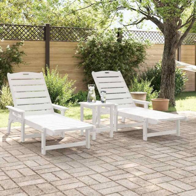 Berkfield Home Sun Loungers 2 pcs White 162x53x98.5 cm HDPE - image 1