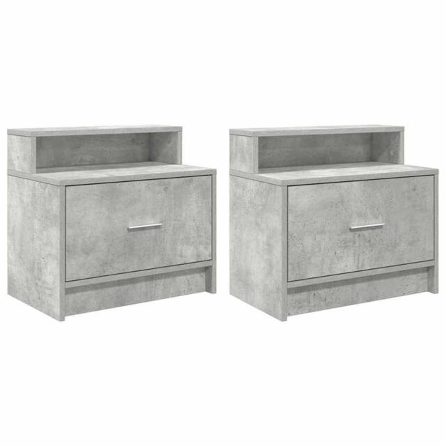 Berkfield Home Bedside Cabinets with Drawer 2 pcs Concrete Grey 51x31x47 cm - Size: 51 x 31 x 47 cm - image 1