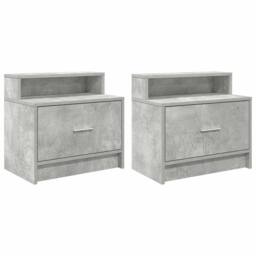 Berkfield Home Bedside Cabinets with Drawer 2 pcs Concrete Grey 51x31x47 cm - Size: 51 x 31 x 47 cm - thumbnail 1