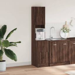 Berkfield Home Kitchen Cabinet Brown Oak 35x50x180 cm Engineered Wood - Size: 35 x 50 x 180 cm - thumbnail 3