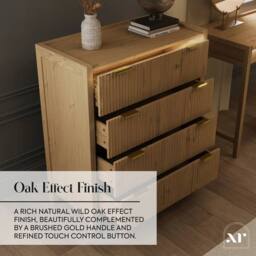 X Rocker XR Living Dak ota Chest of Four Drawers with LED Lights - Wild Oak in Light Oak - thumbnail 6