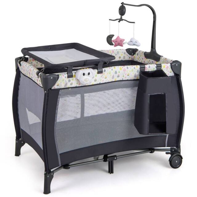 Costway 3 in 1 Baby Activity Center Foldable Playpen w/Diaper Changing Table in Grey - image 1