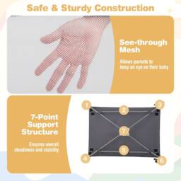Costway 3 in 1 Baby Activity Center Foldable Playpen w/Diaper Changing Table in Grey - thumbnail 9