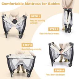 Costway 3 in 1 Baby Activity Center Foldable Playpen w/Diaper Changing Table in Grey - thumbnail 7