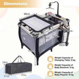Costway 3 in 1 Baby Activity Center Foldable Playpen w/Diaper Changing Table in Grey - thumbnail 2