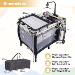 Costway 3 in 1 Baby Activity Center Foldable Playpen w/Diaper Changing Table in Grey - thumbnail 3