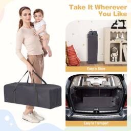 Costway 3 in 1 Baby Activity Center Foldable Playpen w/Diaper Changing Table in Grey - thumbnail 8