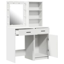 Berkfield Home 2-Piece Dressing Table Set with LED - White Engineered Wood - thumbnail 6