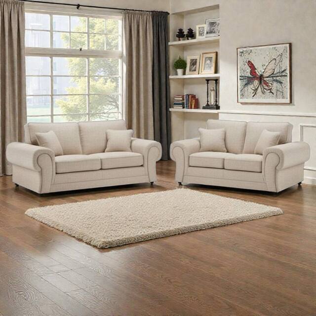 SNUG FURNITURE BIRMINGHAM LTD Wilcot 3+2 Beige Sofa Set Full-Back - image 1