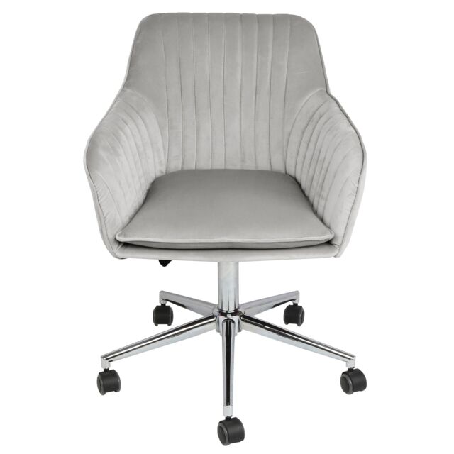 Home Garden Direct Briseis - Swivel Desk Chair in Velvet - Grey - image 1