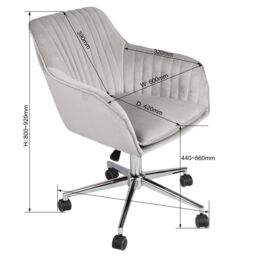 Home Garden Direct Briseis - Swivel Desk Chair in Velvet - Grey - thumbnail 5