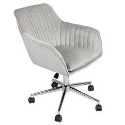 Home Garden Direct Briseis - Swivel Desk Chair in Velvet - Grey - thumbnail 3