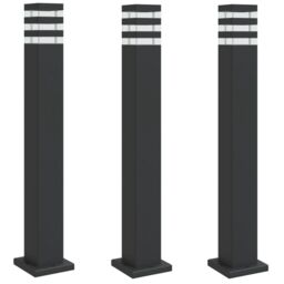 Berkfield Home Outdoor Floor Lamps 3pcs Black 80 cm Aluminium - thumbnail 2