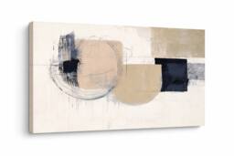 Mafett Modern Abstract Beige Black Canvas Wall Art Print - thumbnail 3