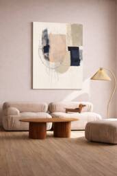 Mafett Modern Abstract Beige Black Canvas Wall Art Print - thumbnail 2