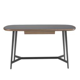 Angel Cerda Walnut Writing Desk with Black Tempered Glass Top and in Brown - thumbnail 2