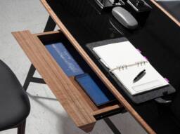 Angel Cerda Walnut Writing Desk with Black Tempered Glass Top and in Brown - thumbnail 6