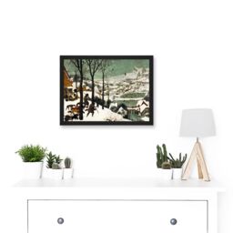 Artery8 Pieter Bruegel The Elder Hunters In The Snow Winter Painting Artwork Framed Wall Art Print A4 in Black - thumbnail 2