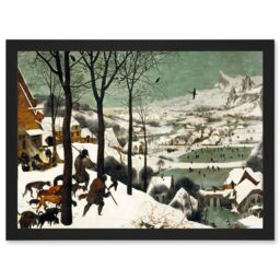 Artery8 Pieter Bruegel The Elder Hunters In The Snow Winter Painting Artwork Framed Wall Art Print A4 in Black - thumbnail 1