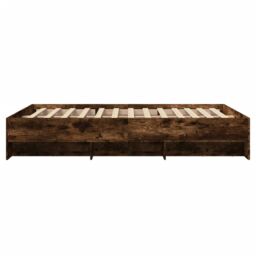 Berkfield Home Bed Frame without Mattress Smoked Oak 140x200 cm Engineered Wood in Brown - thumbnail 6