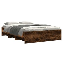 Berkfield Home Bed Frame without Mattress Smoked Oak 140x200 cm Engineered Wood in Brown - thumbnail 3