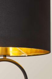 ValueLights Antonia Black & Metallic Gold Drum Shade Matte Black Oval Table Lamp - thumbnail 4