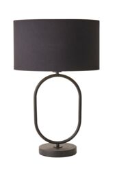 ValueLights Antonia Black & Metallic Gold Drum Shade Matte Black Oval Table Lamp - thumbnail 6