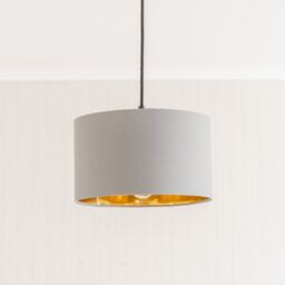 ValueLights Reni Grey Fabric with Metallic Gold Inner Pendant Ceiling Lamp Shade & Bulb - Size: 6 inches - thumbnail 3