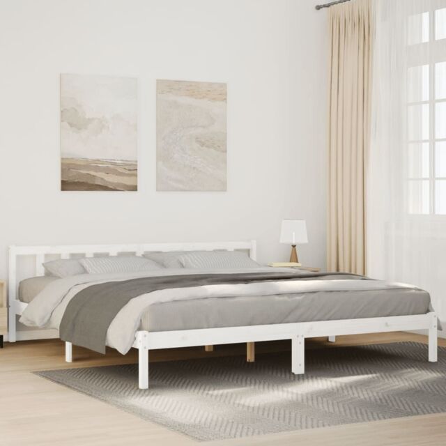Berkfield Home Extra Long Bed Frame without Mattress White 200x210 cm Solid Wood Pine - image 1