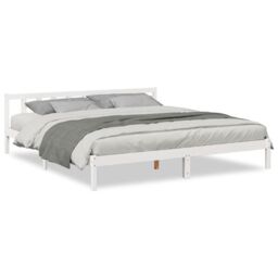 Berkfield Home Extra Long Bed Frame without Mattress White 200x210 cm Solid Wood Pine - thumbnail 2