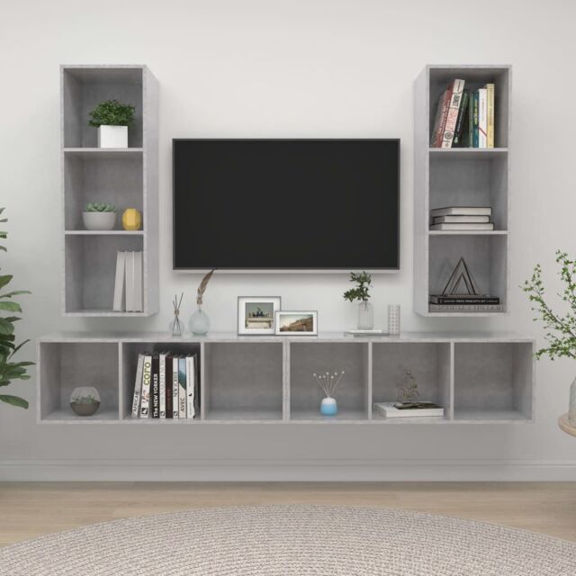 Berkfield Home Wall-mounted TV Cabinets 4 pcs Concrete Grey Engineered Wood - image 1