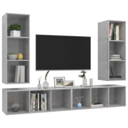 Berkfield Home Wall-mounted TV Cabinets 4 pcs Concrete Grey Engineered Wood - thumbnail 3
