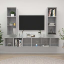 Berkfield Home Wall-mounted TV Cabinets 4 pcs Concrete Grey Engineered Wood - thumbnail 1