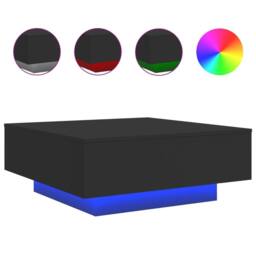 Berkfield Home Modern Coffee Table with LED Lights Black 80x80x31 cm - Size: 80 x 80 x 31 cm - thumbnail 3