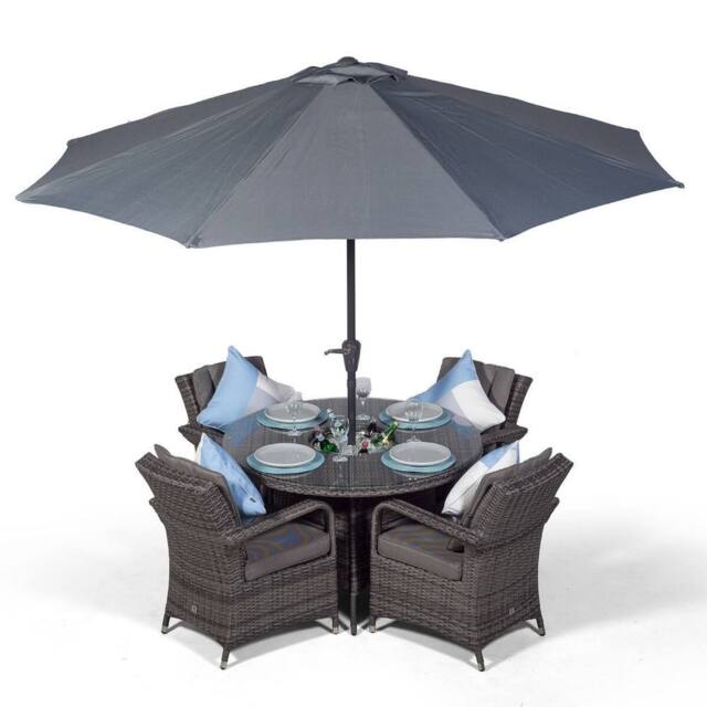 Thats Furniture Arizona Round 4 Seater Patio Dining Set with Ice Bucket Drinks Cooler in Grey - image 1