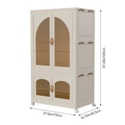 KORVIXA 120 cm Extra Large Plastic Wardrobe Clothes in Beige - Size: 100 cm - thumbnail 2