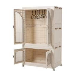 KORVIXA 120 cm Extra Large Plastic Wardrobe Clothes in Beige - Size: 100 cm - thumbnail 5