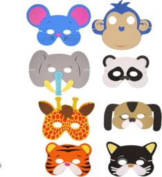 Shatchi Eva Foam Animal Face Masks For Kids Birthday Party Bag Fillers Fancy Dress Accessories Assorted - thumbnail 2