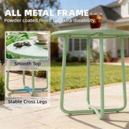 EONLION Green Metal Garden Side Table - Size: 100 cm - thumbnail 4