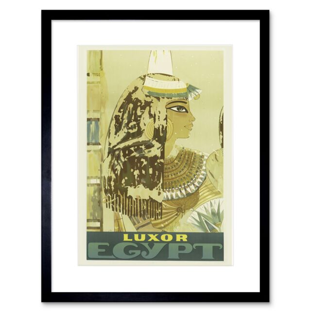"Artery8 Wall Art Print Luxor Egypt Travel Vintage Framed in Black - Size: W7"" x H9""" - image 1