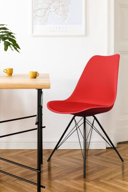 Fusion Living Soho Plastic Dining Chair with Black Metal Legs in Red - image 1