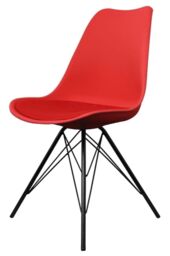 Fusion Living Soho Plastic Dining Chair with Black Metal Legs in Red - thumbnail 2