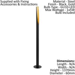 Loops Floor Lamp Light Colour Black Outer & Gold Inner Base Foot Switch Bulb GU10 1x5W - thumbnail 2